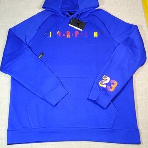 NIKE Air Jordan Mens Sport DNA Pullover Fleece Hoodie Sweater Blue Red M…